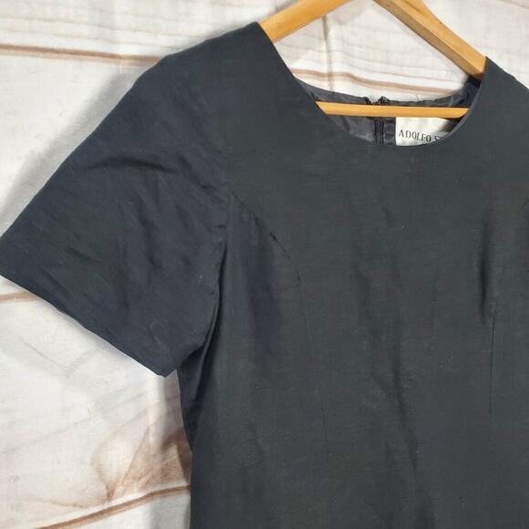 Adolfo Studio Vintage Dress Women Size 6P Black Linen Y2K Friends Whimsygoth LBD - Picture 3 of 11
